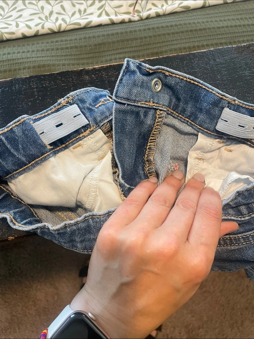 Girls' Blue Embroidered Flare Jeans